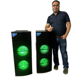 BASS MASTER D12 Hard duty professional multimedia DJ party loudspeaker system with 2 wireless MIC music system . 400 W RMS | Karaoke | compatible BT USB AUX