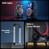 Zebronics Ginox Pro 240W RMS DJ & Karaoke Trolley Speaker | UHF Mic | Reverb