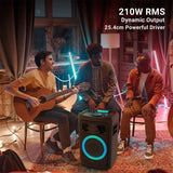 ZEBRONICS New Launch Riser Party DJ Speaker, 210W, Instant Karaoke Maker, Dual Wireless UHF Mic, Dual Bluetooth & USB, AUX, HDMI ARC, Guitar Input, TWS, Powerful 25.4cm Drive, Bass Booster