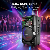 Zebronics GINOX Plus 160W DJ Party Trolley Speaker | Karaoke, BT v5.0, 2 Wireless Mics, RGB LED