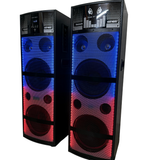 Bass Master TOP 1010 Fire Light 300W DJ Party Tower Speaker Pair with Dual 10-Inch Woofers, Bluetooth, USB, AUX, Karaoke & Wireless Mic