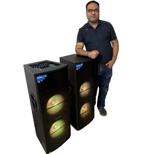 BASS MASTER D12 Hard duty professional multimedia DJ party loudspeaker system with 2 wireless MIC music system . 400 W RMS | Karaoke | compatible BT USB AUX