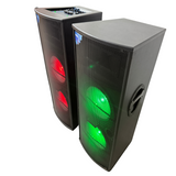BASS MASTER D12 Hard duty professional multimedia DJ party loudspeaker system with 2 wireless MIC music system . 400 W RMS | Karaoke | compatible BT USB AUX