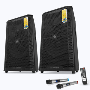 Zebronics Zeb-Mighty 210W RMS DJ Speaker | Karaoke Compatible | 2 UHF mic for singing