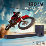 Aiwa AW-SSB180 soundbar with 180W sound output and subwoofer, designed in Japan