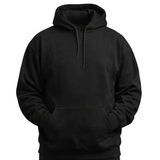 Men’s Ethnic Printed Winter Hoodie – Black Premium Hooded Sweatshirt with Kangaroo Pocket
