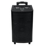AIWA AW-TR102 black portable trolley party speaker front view with top-mounted controls and integrated carrying handle