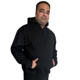 Men’s Ethnic Printed Winter Hoodie – Black Premium Hooded Sweatshirt with Kangaroo Pocket