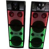 Bass Master TOP 1010 Fire Light 300W DJ Party Tower Speaker Pair with Dual 10-Inch Woofers, Bluetooth, USB, AUX, Karaoke & Wireless Mic