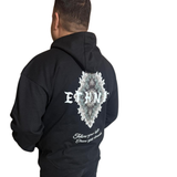 Men’s Ethnic Printed Winter Hoodie – Black Premium Hooded Sweatshirt with Kangaroo Pocket