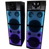 Bass Master TOP 1010 Fire Light 300W DJ Party Tower Speaker Pair with Dual 10-Inch Woofers, Bluetooth, USB, AUX, Karaoke & Wireless Mic