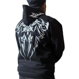 Black Mafia Kangaroo Pocket Hoodie for Men – Tribal Back Print Premium Winter Wear