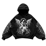 Black Gothic Angel Print Hoodie for Men – Premium Streetwear