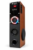 CEMEX T-1500 Tower Speaker with 5.25 Inch Woofer, 2 x 3 Inch Mid-Range Speakers, Ring LED Lights, Wooden Cabinet & Microphone Compatible – Single Tower