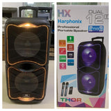 Harphonix Thor 12inch dual woofer professional portable trolley speaker. Karaoke compatible  | BT | USB | AUX