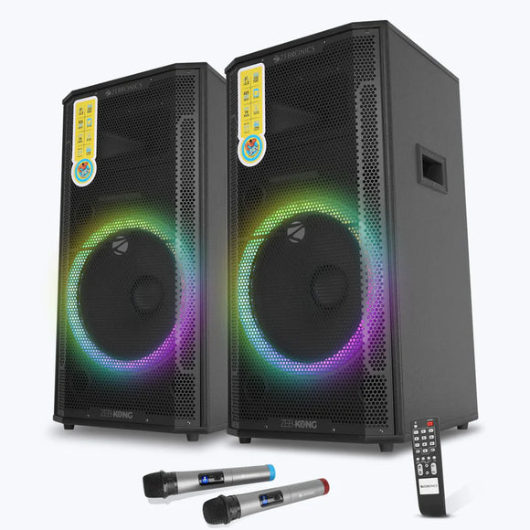 Zebronics Kong with LED lights DJ speaker 380W RMS | Karaoke | BT | USB | AUX | FM | Recording