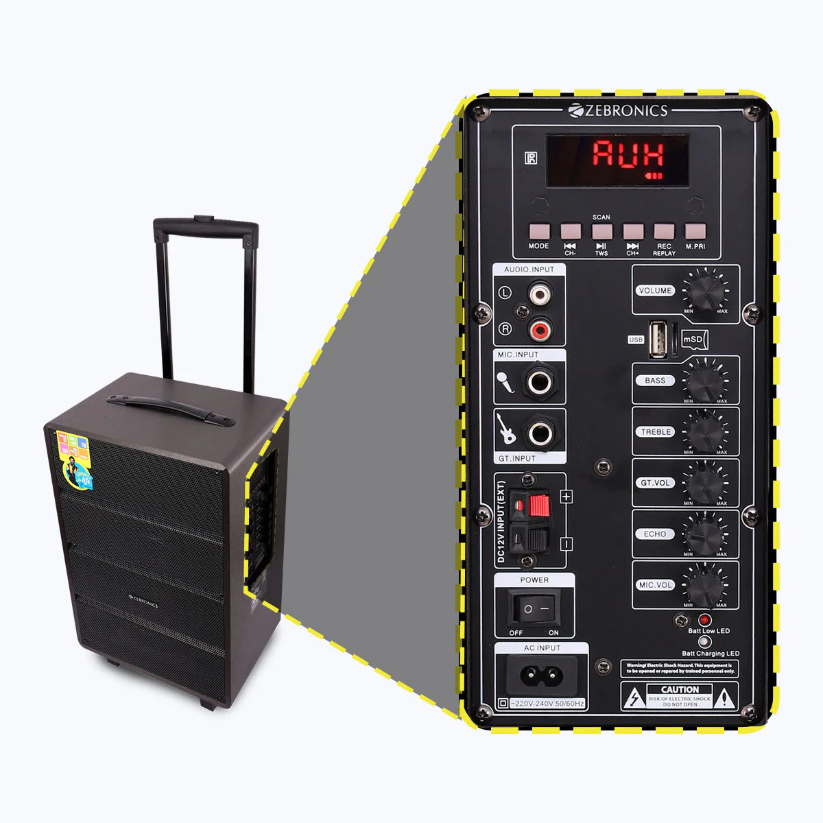 Zebronics Banjo Zeb-Monster Pro 2X12L2 12inch 80W RMS trolley