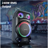 Zebronics Ginox Pro 240W RMS 15-Inch DJ & Karaoke trolley Speaker | Powerful Sound with UHF Mic & Reverb Effect