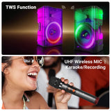 Zebronics Glow Box 15A with TWS function for wireless stereo pairing and UHF wireless microphone for karaoke and recording.