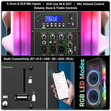 Rear control panel of ZEBRONICS Glow Box 15B with Bluetooth, USB, SD card, AUX, XLR mic inputs and EQ controls