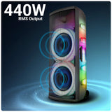 ZEBRONICS Glow Box 15B delivering powerful 440W RMS output with dual 15-inch full-range speakers