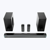 Zebronics Juke Bar 9550 Pro Dolby 5.2 soundbar with dual subwoofers and rear satellite speakers front view