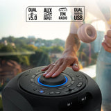 ZEBRONICS New Launch Knock Party DJ Speaker, 230W, Karaoke, Dual Wireless UHF Mic, Dual Bluetooth & USB, Guitar Input, Mic, Aux, A/B Cross Fader, RGB LED, Dual 20.32cm Full Range Drivers