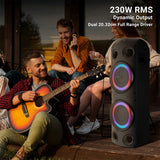 ZEBRONICS New Launch Knock Party DJ Speaker, 230W, Karaoke, Dual Wireless UHF Mic, Dual Bluetooth & USB, Guitar Input, Mic, Aux, A/B Cross Fader, RGB LED, Dual 20.32cm Full Range Drivers