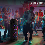 ZEBRONICS New Launch Knock Party DJ Speaker, 230W, Karaoke, Dual Wireless UHF Mic, Dual Bluetooth & USB, Guitar Input, Mic, Aux, A/B Cross Fader, RGB LED, Dual 20.32cm Full Range Drivers