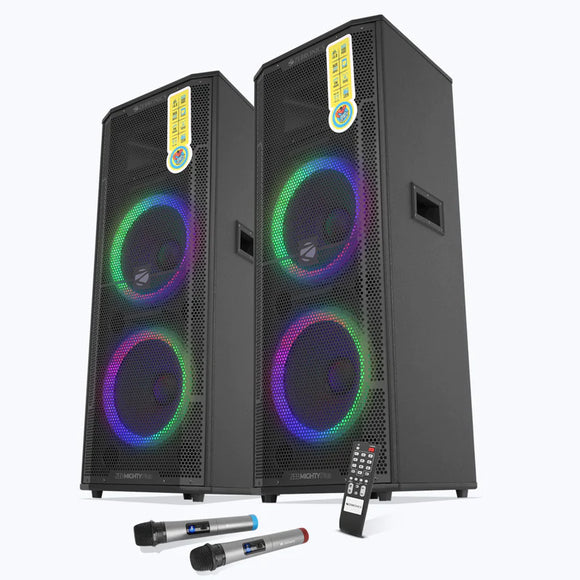 Zebronics Zeb-Mighty Plus 12inch dual Dj Speaker 300W With LED Lights (Black) | Karaoke compatible | BT USB AUX