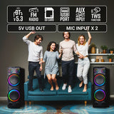 ZEBRONICS VOX DJ Party Bluetooth Speaker, 220W, Upto 10h Playback, Karaoke, BT v5.3 | TWS | USB | 2X Mic Input | Aux | SD | FM, Multicolor LED, 2 x 12 Drivers, Dual UHF Wireless Mic