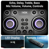 ZEBRONICS VOX DJ Party Bluetooth Speaker, 220W, Upto 10h Playback, Karaoke, BT v5.3 | TWS | USB | 2X Mic Input | Aux | SD | FM, Multicolor LED, 2 x 12 Drivers, Dual UHF Wireless Mic