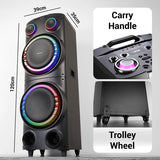 ZEBRONICS VOX DJ Party Bluetooth Speaker, 220W, Upto 10h Playback, Karaoke, BT v5.3 | TWS | USB | 2X Mic Input | Aux | SD | FM, Multicolor LED, 2 x 12 Drivers, Dual UHF Wireless Mic