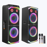 Zebronics Vox Plus 340W RMS Bluetooth DJ Party Speaker Front View with Dual Wireless Microphones