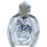 White Artistic Horse Print Hoodie for Men – Premium Kangaroo Pocket Streetwear