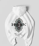 Men’s Ethnic Printed White Hoodie – Winter Hooded Sweatshirt with Back Design