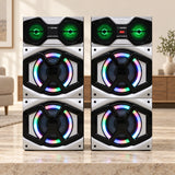CEMEX B-3208-DX Dual Tower Speakers Without Wireless Microphone | 4 x 8 Inch Woofers | RGB LED Lights | Remote Control | Karaoke & Music System