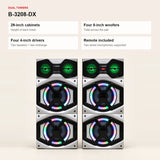 CEMEX B-3208-DX Dual Tower Speakers Without Wireless Microphone | 4 x 8 Inch Woofers | RGB LED Lights | Remote Control | Karaoke & Music System