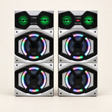 CEMEX B-3208-DX Dual Tower Speakers Without Wireless Microphone | 4 x 8 Inch Woofers | RGB LED Lights | Remote Control | Karaoke & Music System