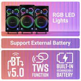 Zebronics GINOX Plus 160W DJ Party Trolley Speaker | Karaoke, BT v5.0, 2 Wireless Mics, RGB LED