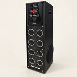 CEMEX Bumper 844-T black single tower speaker with 8-inch woofer and six 3-inch mid-range speakers