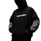 Korah Vibes Black Oversized Hoodie for Men – Streetwear Tribal Sleeve Print Winter Sweatshirt