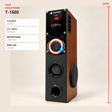 CEMEX T-1500 Tower Speaker with 5.25 Inch Woofer, 2 x 3 Inch Mid-Range Speakers, Ring LED Lights, Wooden Cabinet & Microphone Compatible – Single Tower