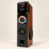 CEMEX T-1500 Tower Speaker with 5.25 Inch Woofer, 2 x 3 Inch Mid-Range Speakers, Ring LED Lights, Wooden Cabinet & Microphone Compatible – Single Tower