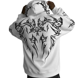 White Mafia Kangaroo Pocket Hoodie for Men – Tribal Back Print Premium Winter Wear