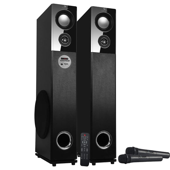 Zebronics ZEB-BT9500RUCF (Tower Speaker) - 100 Watts RMS with 2 Wireless Mics