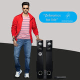 Zebronics ZEB-BT9500RUCF (Tower Speaker) - 100 Watts RMS with 2 Wireless Mics