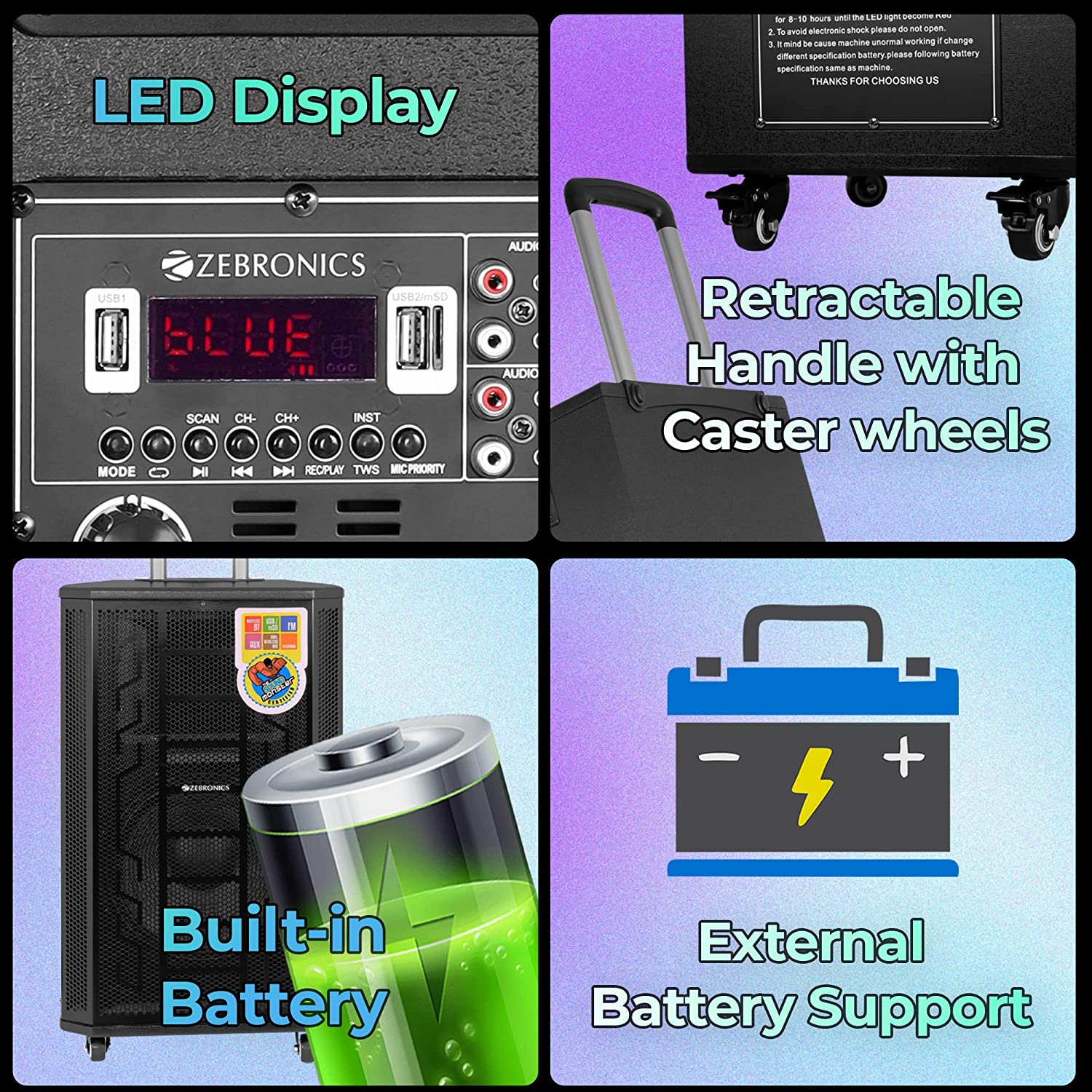 Zebronics Metal Pro Zeb-Monster Pro 2X15L1 15inch trolley speaker